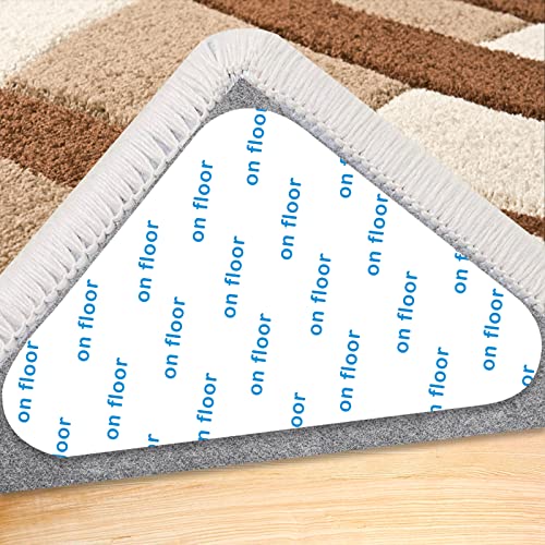 Teppich Antirutschunterlage, 8 Stück Waschbar Antirutschmatte für Teppich, Dreieck Rutschmatte für Teppich Waschbarer Wiederverwendbarer, Anti Rutsch Teppichunterlage Aufkleber Starke Klebrigkeit Cover