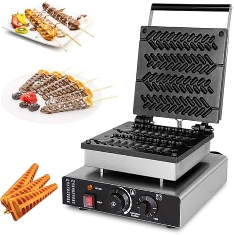 1750W Commercial Waffle Maker - Electric Non-Stick Machine for 4 Tree Shaped Waffles, 50-300°C Temp Control & 0-5 Min Timer, Perfect for Restaurant & Cafe Breakfast
