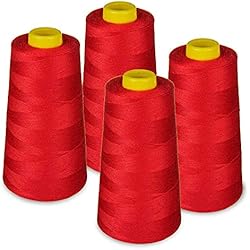 Remalladora Gemsy 5 Hilos LIALINA - 4 Conos de Hilos Overlock 100% Poliéster (119 Rojo Oscuro) para Coser a Máquina y Remallar – 40S/2, 3000 Yardas – Hilo Para Remalladora Resistente, Duradero, Colores Brillantes de Máxima Calidad