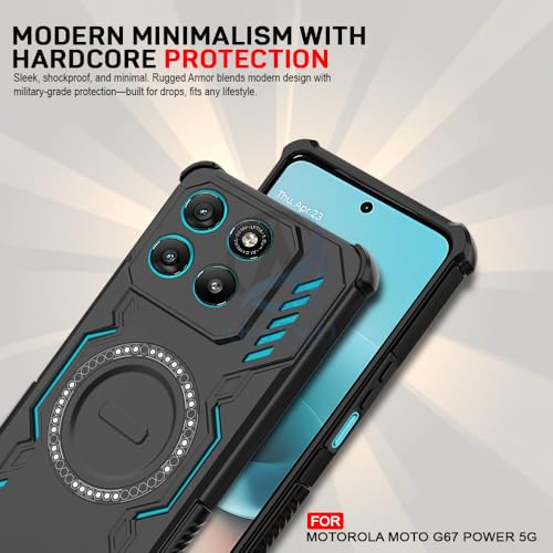 Image of AESTMO Back Case Cover for Moto G67 Power 5G / G57 Power 5G | Magnetic Case with Built-in Metal Ring | Compatible with MagSafe Accessories | Shockproof Hybrid (PC + TPU, Black)