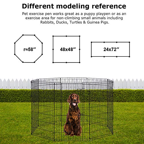 Image of BestPet | Foldable Dog Playpen | 42 Inch, 8 Panels | Metal Pet Exercise Pen | Indoor Outdoor Portable Dog Fence with Door | Removable, Rust-Resistant Secure Pet Kennel | Easy to Assemble