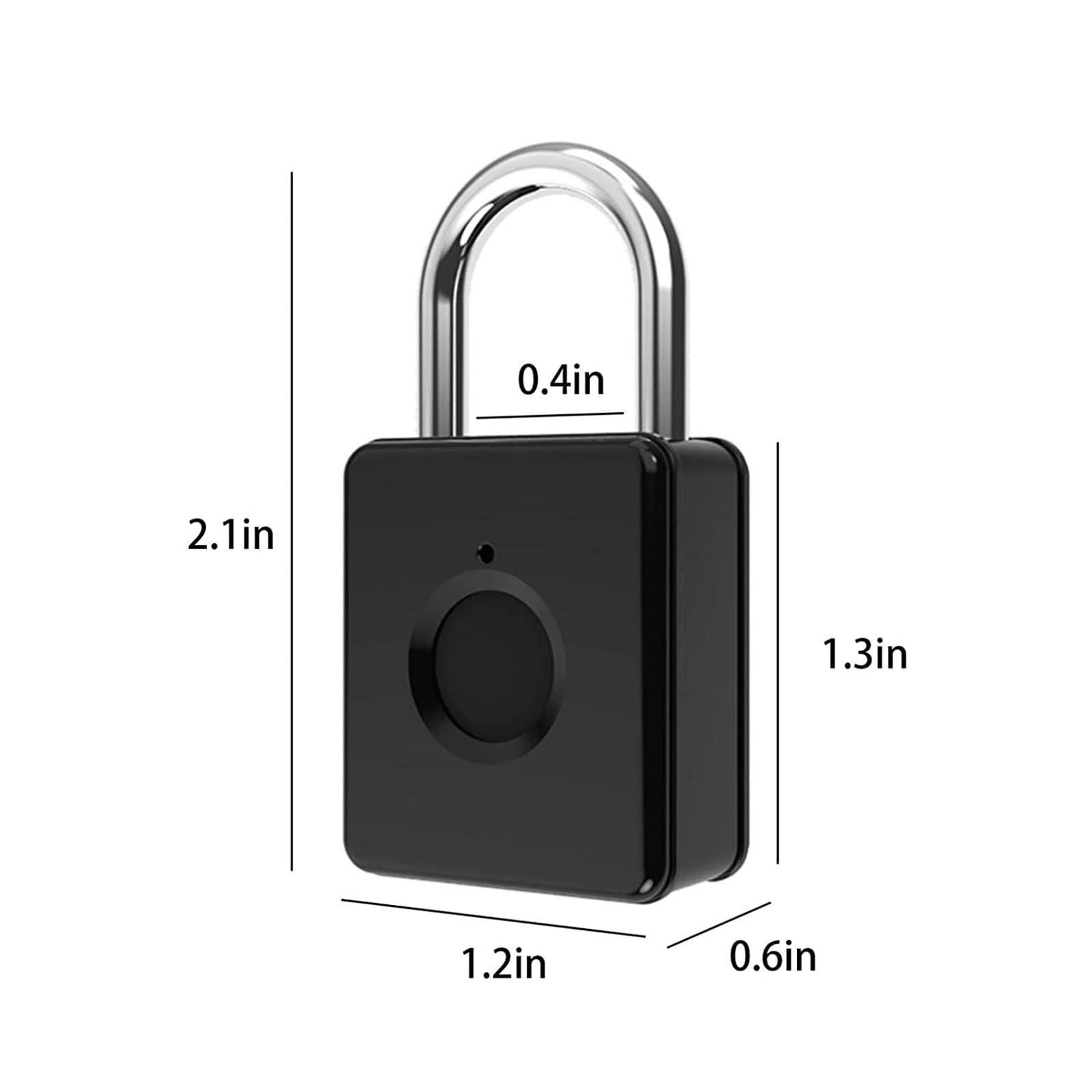Code Padlock, Cerradura inteligente sin llave, candado de huella dactilar recargable por USB, candado de metal biométrico sin llave, candado inteligente con huella dactilar, candados (A)(Black)