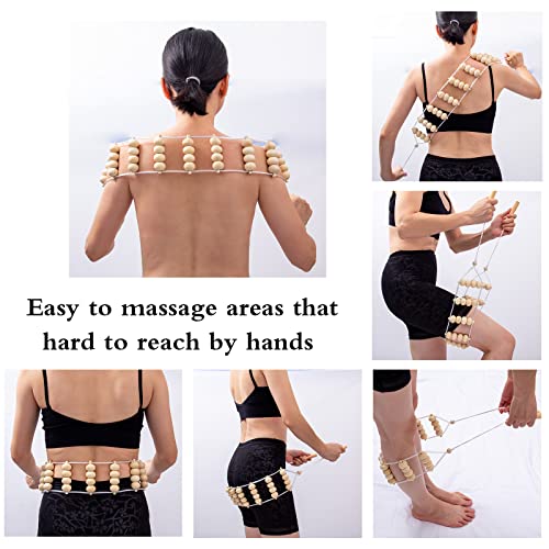 Wood Back Massage Roller Rope Tool, Wood Therapy Cellulite Massage Tools, Maderoterapia Colombiana, Lymphatic Drainage, Portable Wooden Self Massager For Neck Leg Back Muscle Pain Relief(47.2Inch) #TOP1