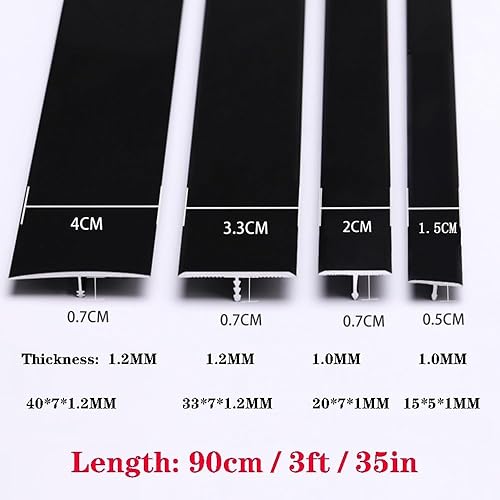 Miniatura 2 de Tira de umbral de aluminio de 36 pulgadas, tira de transición de suelo de moldura en T, tiras de cubierta de transición de piso, ancho de 0.591