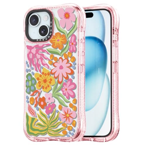 Rosarnnah for iPhone 15 Case Aesthetic Pink, Passion Flower