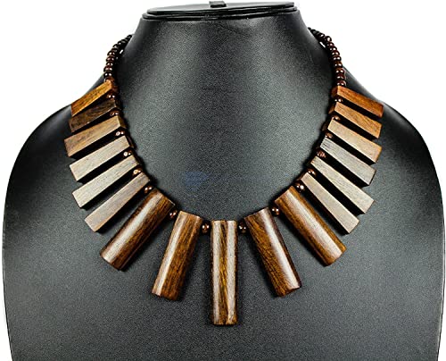 Nagina International Tribal grand collier de bijoux de mode à la main en bois avec des pétales de bois innovants Cover