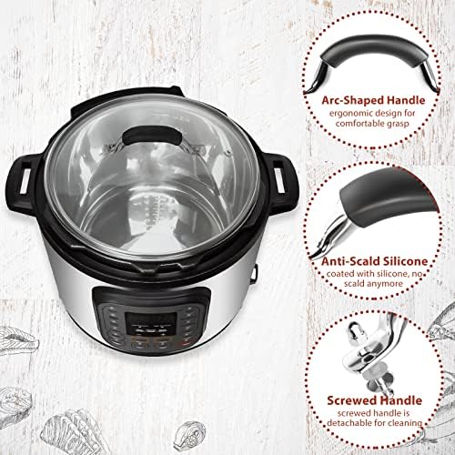 9.1 Inch Tempered Glass Lid for Instant Pot 5/6 Quart, Universal Pot Cover for Electric Pressure Cooker with Heat-resistant Handle Knob - Thumbnail 3