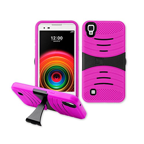 Cricket LG X Power [ZiNi] Heavy Duty Shockproof Rugged Armor Cover Case With Kickstand (Pink)