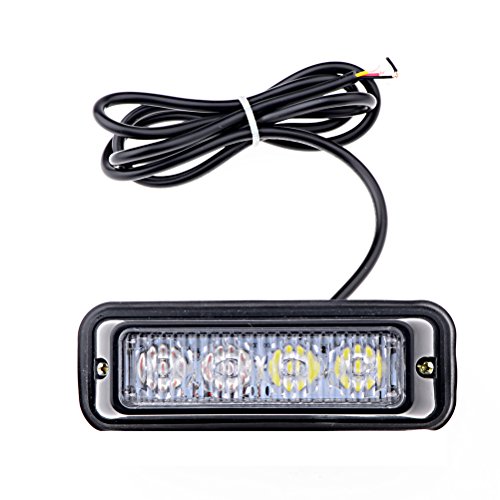 Astra Depot 4-LED White/Amber Waterproof Emergency Beacon Flash Caution Strobe Light Bar Car SUV Pickup Truck Van