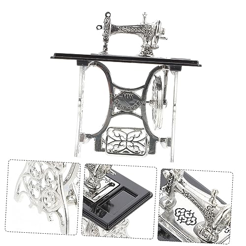 STOBOK 1 St mini-naaimachine poppenhuis voetnaaimachine micro naaimachine model meubels meubilair poppenhuis inrichting poppenhuis meubelmodel tram- pedaal ambachten legering - Image 3