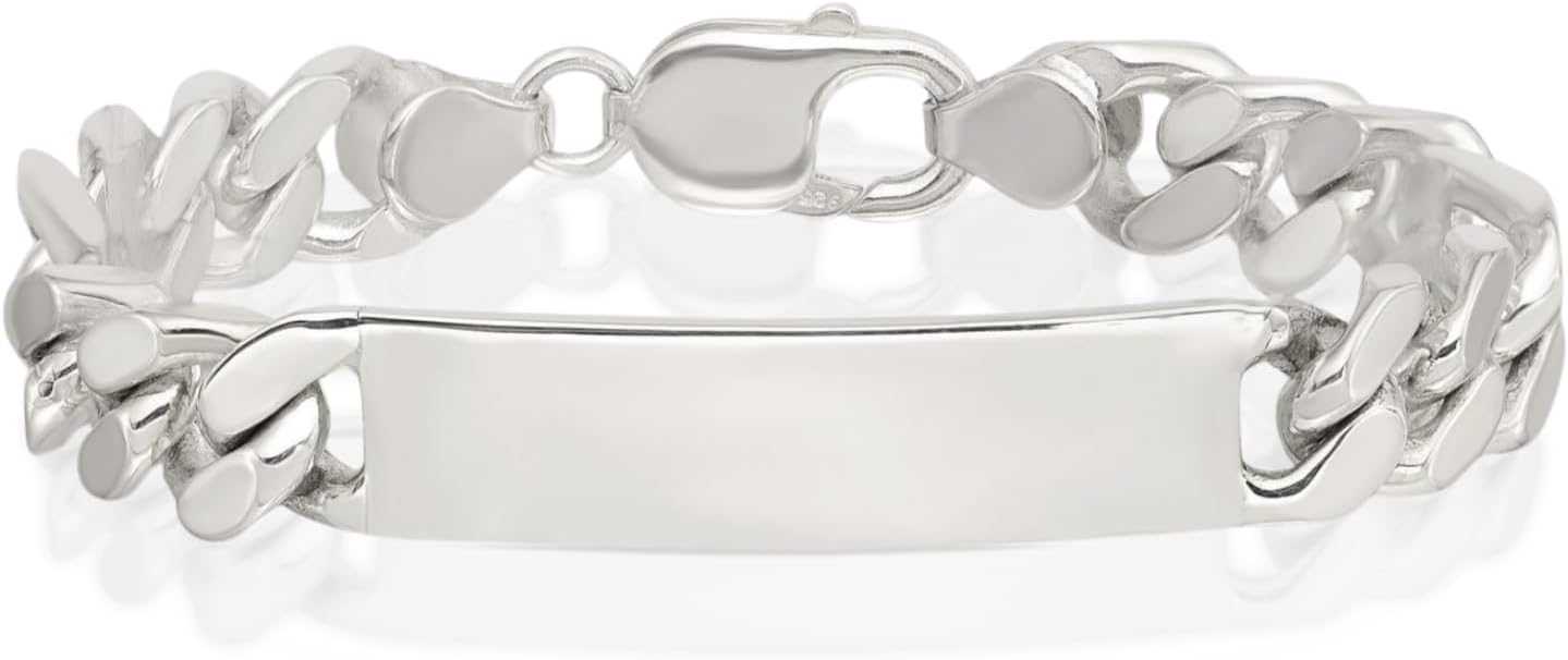 IceCarats 925 Sterling Silver 10mm Chunky Figaro Chain Link ID Bracelet 8.5 inch Polished, Engravable For Him