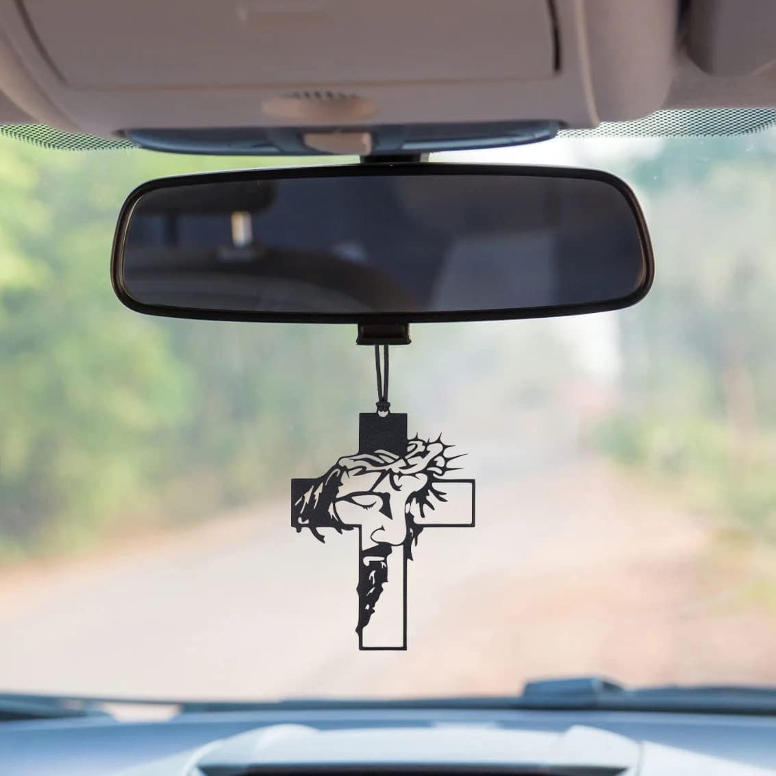 Sky-One Crafts Car, Home & Office Pendant: Swinging Car Charm Ornament Jesus Cross Silhouette Accessory for Interior Desk Décor Living Room, Bedroom Vibes Balcony (Crucifix Cross)-image-14
