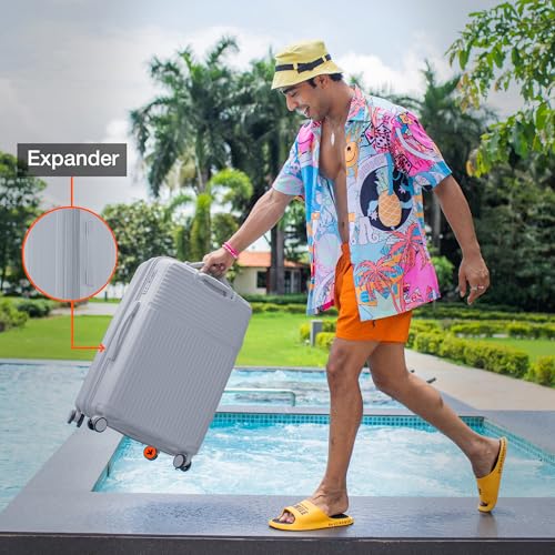Image of Nasher Miles Krabi Expander Hard-Sided Polypropylene Check-in Luggage 28 inch | 75cm | 8 Wheels Large Trolley Bag for Travel | Suitcase (Grey)