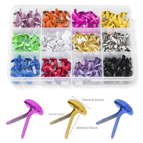 180pcs Brads for Paper Crafts?12 Colors Brads Paper Fasteners Metal Paper Fasteners Mini Brads for DIY Crafts Projects Scrapbooking Split Pins