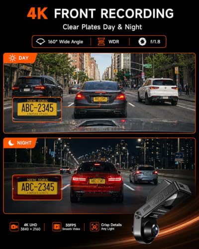 360° Dash Cam Front and Inside 4K+2.5K, 2 Channel Dashcam for Car - image 2