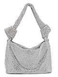 ♦Diseño-Los bolsos de noche de las mujeres MOISTRI se fijan con los cristales firmes y brillantes de los rhinestones que no son fáciles de caer, que harán una mirada de la manera para rendirle prominente y excepcional en la muchedumbre. El diseño del interruptor de bloqueo de empuje es conveniente para usted para abrir y cerrar la bolsa.