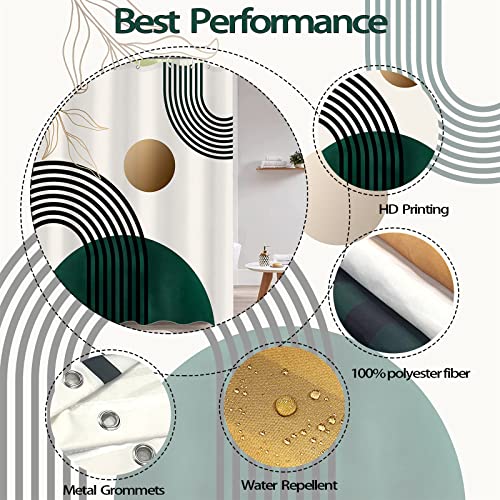 Aipon Green Mid Century Shower Curtain For Bathroom Modern Fabric Boho Arch Sun Shower Curtain Abstract Geometric Minimalist Waterproof Shower Curtains For Bath With 12 Hooks (Green1, 72'' × 72'') #TOP6