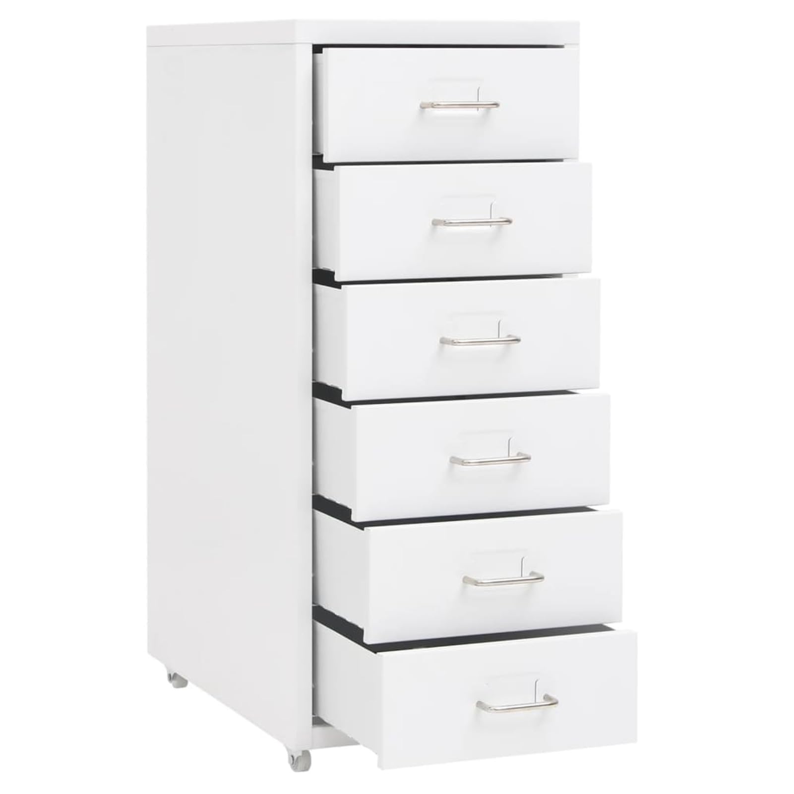 Schedario Mobile Bianco 28x41x69 cm in Metallo,Cassettiera, Mobiletto da Ufficio con Serratura,Regolabile per Cartelle Sospese, Superficie Testurizzata, per Ufficio, Studio