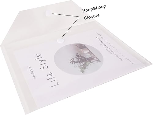 Miniatura 4 de Sobres grandes de plástico transparente de 10 x 13 para almacenamiento de archivos de documentos, paquete de 20 unidades con cierre de gancho