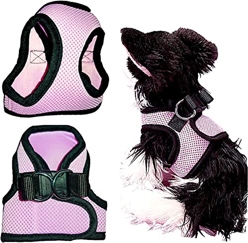 XXXS XXS XS Tiny Toy Teacup Chihuahua Puppy Dog Harness with Mesh Clip for TINY Teacup Miniature Breeds Kitten Yorkie Maltese Terrior Puppy Dogs (XXS