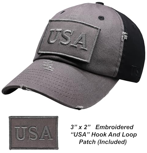 Image of Antourage American Flag Unisex Baseball Hat for Men and Women | USA Flag Mesh Snapback Flat Visor Cap + 2 Patriotic Patches
