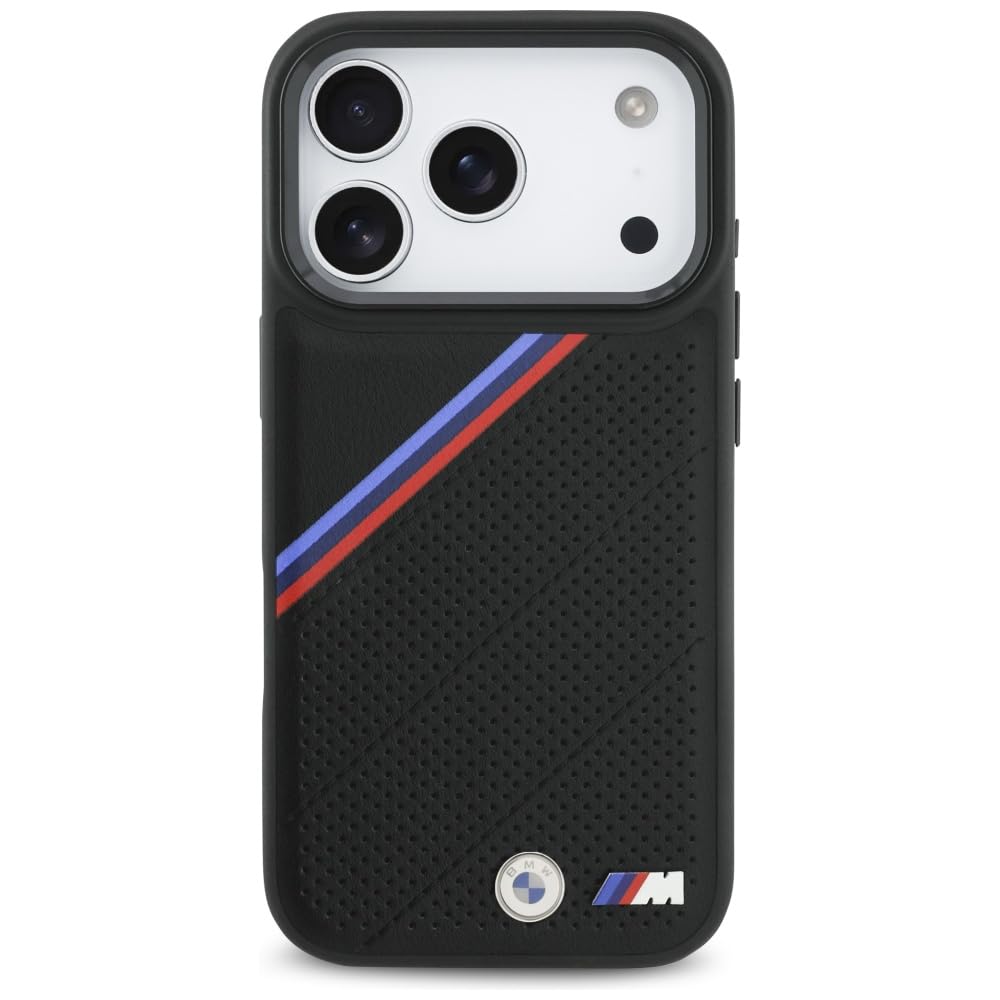 CG Mobile BMW M Tricolor Metal Logo Compatible avec MagSafe Coque pour iPhone 17 Pro (Noir)