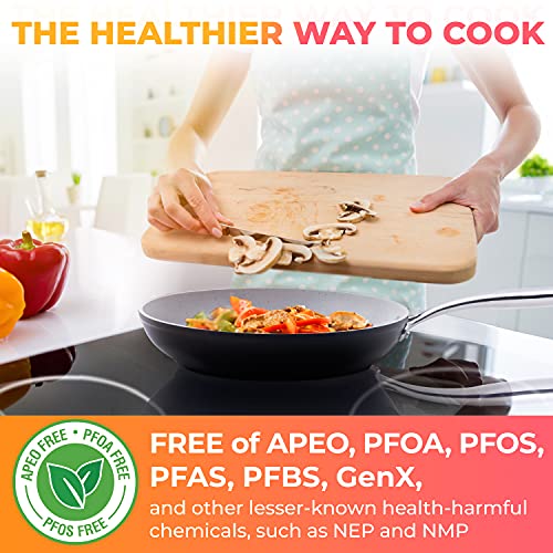 Mueller 12-Inch Fry Pan, Heavy Duty Non-Stick German Stone Coating Cookware, Aluminum Body, Even Heat Distribution, No PFOA or APEO, EverCool Stainless Steel Handle, Black - Image 5