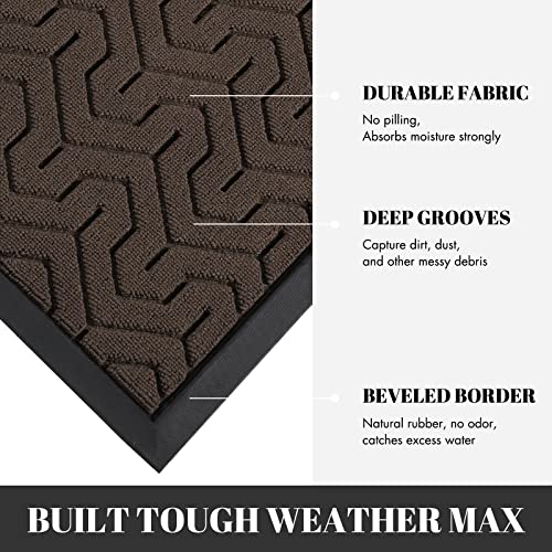 Yimobra Door Mat, All-Season Outdoor Indoor Durable Doormat for Home Entrance Floor, Heavy Duty Non Slip Front Door Mats Outdoor, Easy to Clean, Garage and Garden, 29.5 x 17 Inch, Brown
