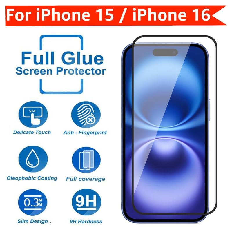Image of Gorilla Extra Strong Premium HD+ ESD Anti Static Tempered Glass for Apple iPhone 16 Edge to Edge Full Coverage Fingerprint and Oil Resistant with Easy Installation Kit