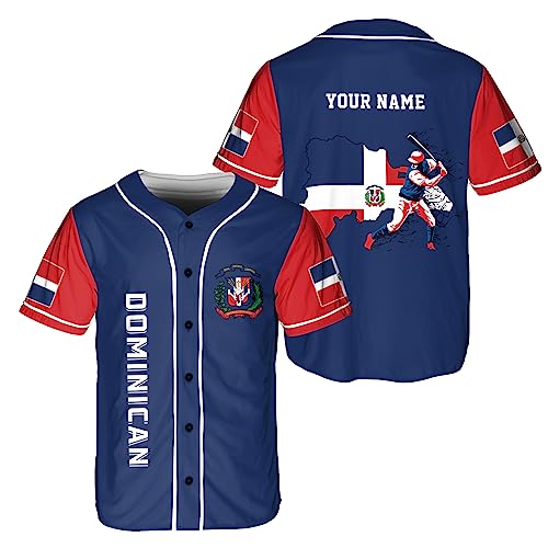 Podagree Personalized Dominican Republic Baseball Jersey Shirt,Team Name Republic Dominicana Baseball Jersey for Men,Women (DN10)