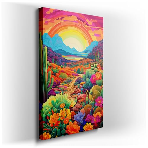 Wall Art: Sunset Over Colorful Mountains, Vibrant Desert Landscape With