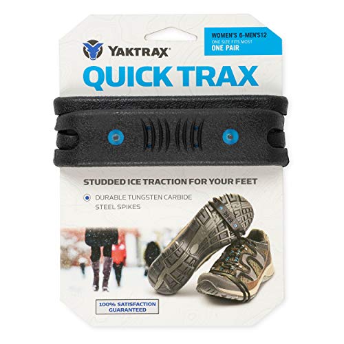 YakTrax Quick Trax Studded Traction Shoe Bands, Black, One Size (1 Pair)