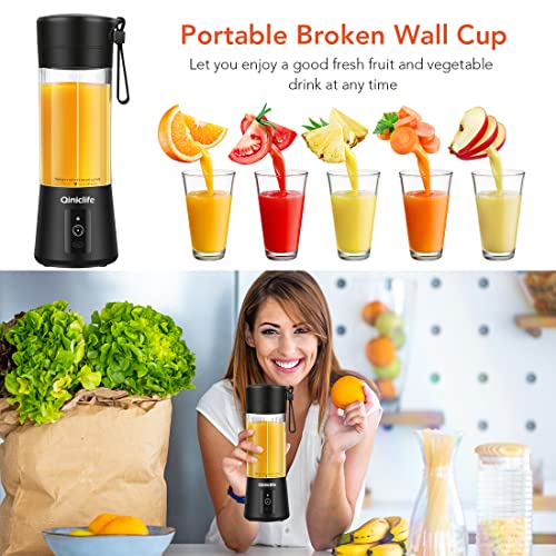 Portable Blender,Travel Blender,Mini Blender,Personal Mixer Fruit Rechargeable with USB,380ml,Fruit Juice for Great Mixing(Black) - Image 3
