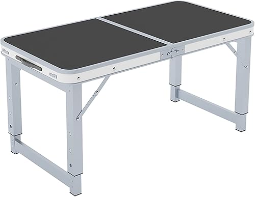 Mesa plegable con taburete, mesa plegable de altura ajustable, picnic, campamento, al aire libre, aluminio ligero portátil, con asa de transporte