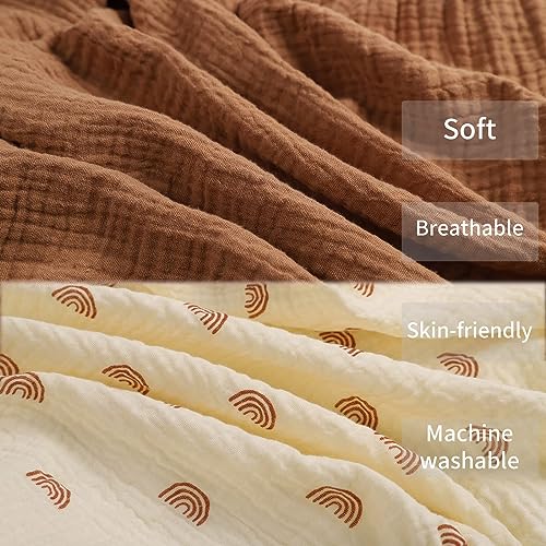Onacosht MS-PNP2PACK-RAINBOW Muslin Pack N Play Sheets Soft Breathable 100% Cotton Mini Crib Fitted Sheets Portable/Convertible Playard Mattress Cover 2 Pack thumb #2