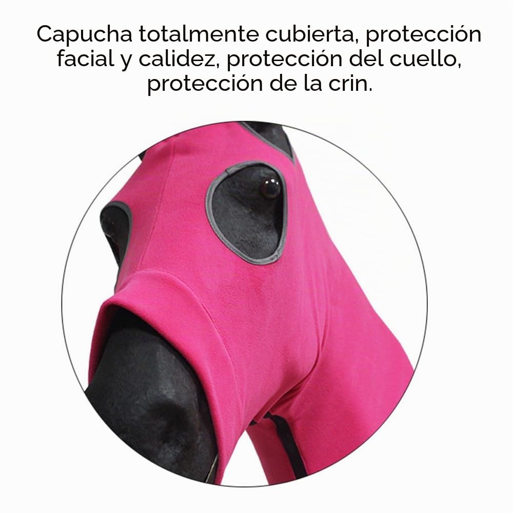 Capucha elástica con forro polar y cuello de caballo, cubierta protectora de melena con cremallera (grande, negro)