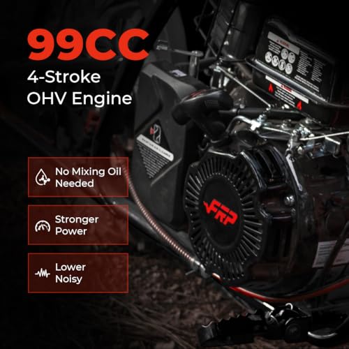 Image of FRP GMB100 Performance 99CC 4-Stroke Mini Dirt Bike - Upgraded Hydraulic Brakes & Front Suspension Fork, 28MPH Off-Road Mini Bike with LED Headlight, Anti-Slip Seat, Supports 220LBS (Black)