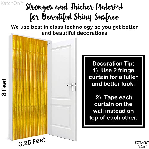 KatchOn, Iridescent Gold Fringe Backdrop - 6.5x8 Feet | Gold Backdrop Curtain, Sweet 16 Birthday Decorations | Gold Streamers, Birthday Decor | Gold Foil Backdrop, Bridal Shower Decorations by KatchOn - Image 4