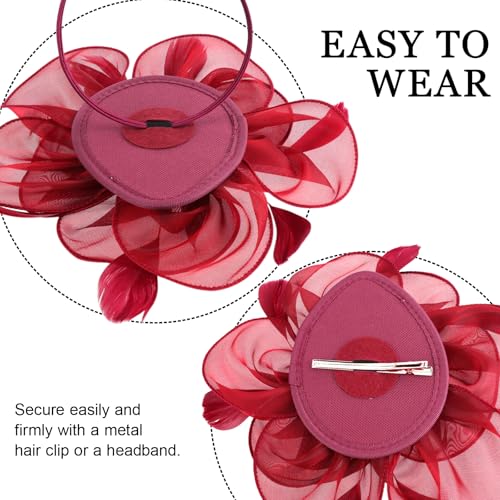 Image of DRESHOW Fascinators Hat Tea Party Headwear Ribbons Feathers on a Headband and a Clip for Women