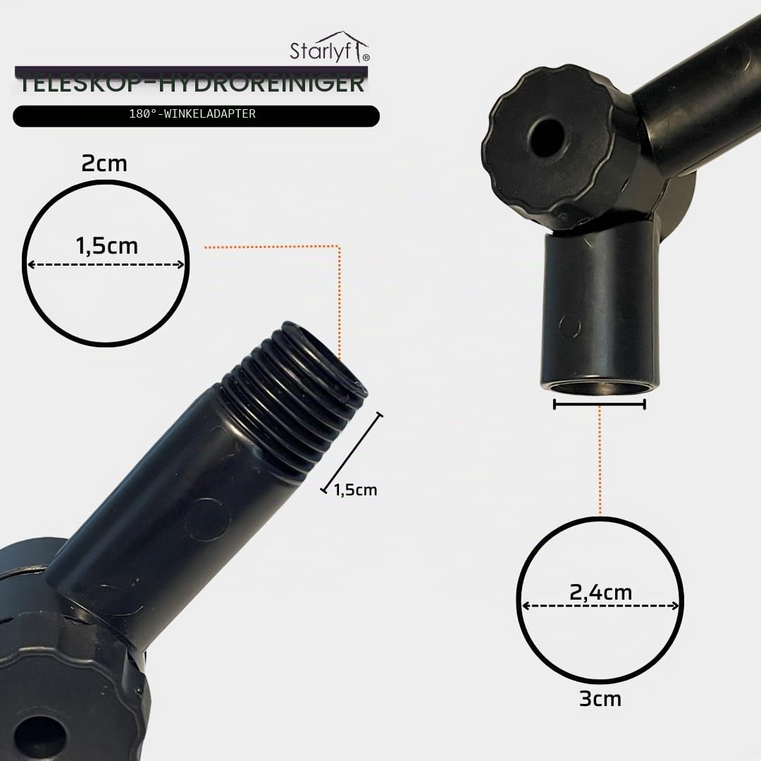 STARLYF Winkeladapter 180°, kompatibel mit Telescopic Hydrocleaner mit 4,6 m/7 MTS/3,6 MTS