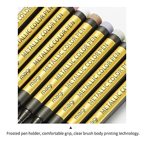 KKcare Caneta de pincel metálico de 10 cores marcador de arte para papel preto pintura de pedra cart