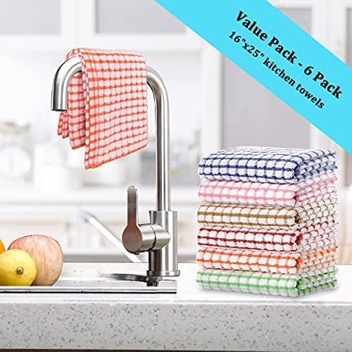 LAZI Kitchen Dish Towels, 16 Inch x 25 Inch Bulk Cotton Kitchen Towels, 6 Pack Dish Cloths for Dish Rags for Drying Dishes Clothes and Dish Towels - Image 5