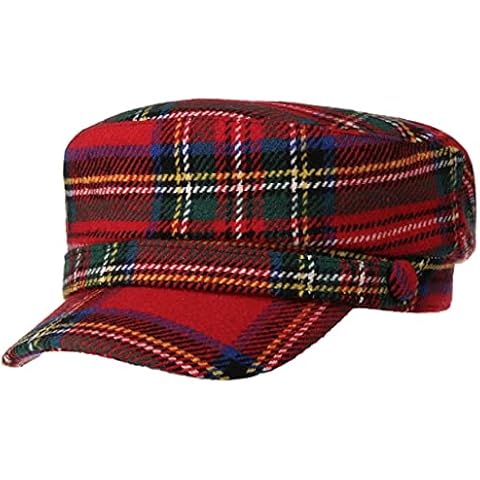 Lipodo Tartan Plaid Fisherman´s Cap Women - Baker boy hat Flat with Peak, Lining Autumn-Winter - S (55-56 cm) red Cover