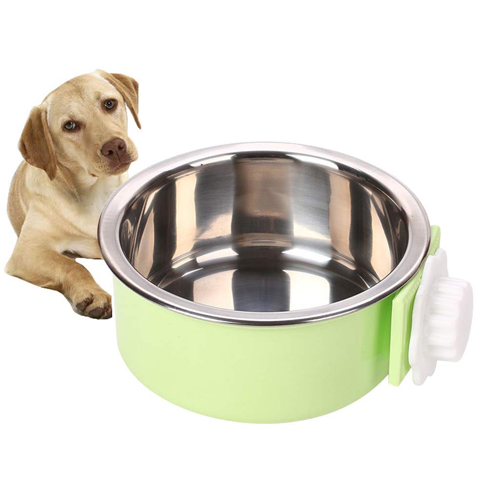 Ulalaza Cat Crate Bowl, Stainless Steel Removable Cage Hanging Bowls with Bolt Holder for Dog Puppy