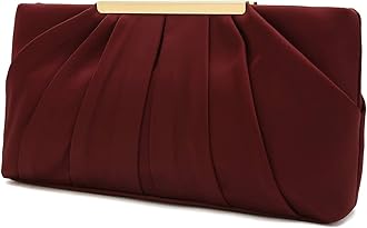 CHARMING TAILOR Clutch Evening Bag Elegant Pleated Satin Formal Handbag Simple Classy Purse for Women