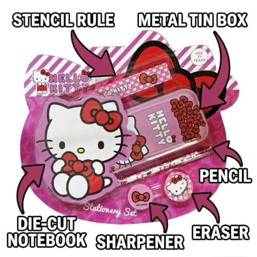 Image of Hello Kitty 5 pcs Stationery SetSchool Supplies Kit Multicolor Return Gift for Kids Age 3 Years +