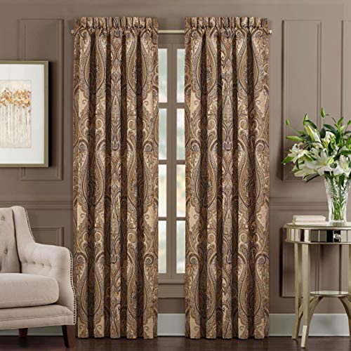 Luciana Beige Window Treatments by J Queen New York (100W x 84L Lined Rod Pocket Pair)