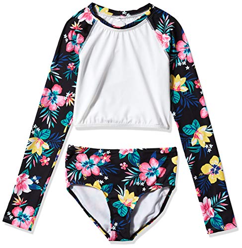 Rashguard 2 pièces fille pour éviter les irritations ensemble crop top noir 12 ans