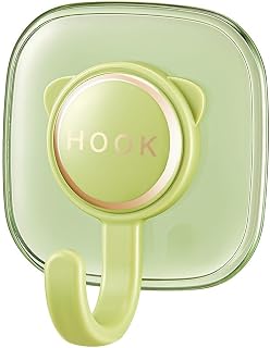 4 Cute Sticky Hooks, no Nails, Removable, Colorful and Modern, for Hanging Coats, Key Bags, Hats, Bathroom Robes and Towels(Forest Green)