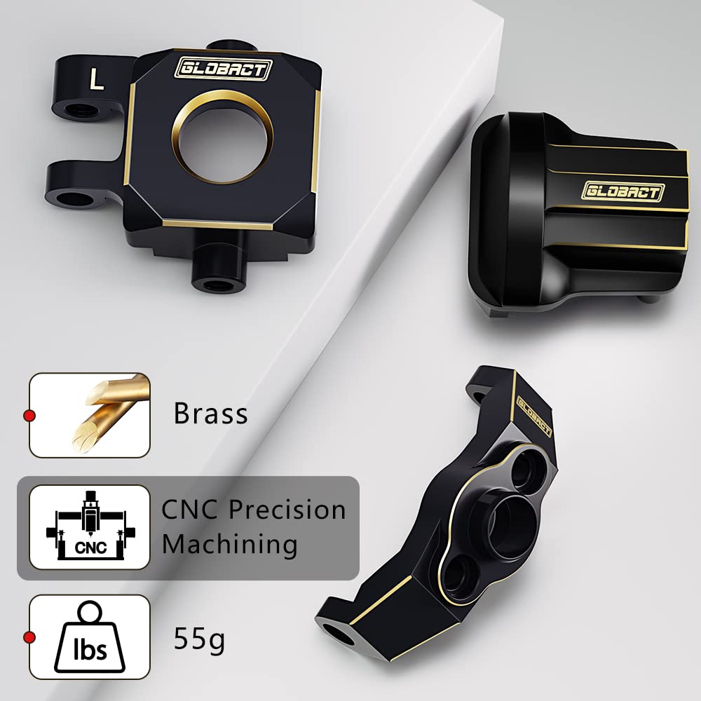 GLOBACT Brass Steering & Caster Block Set For 1/18 TRX4M - Black Brass Counterweight Upgrade Parts (55g/Set) - View #10